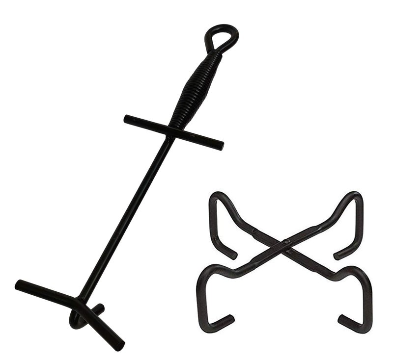 DELSbbq Folding Finish Camp Dutch Oven Lid Stand and Camp Cast Iron Dutch Oven Lid Lifter - Image 1